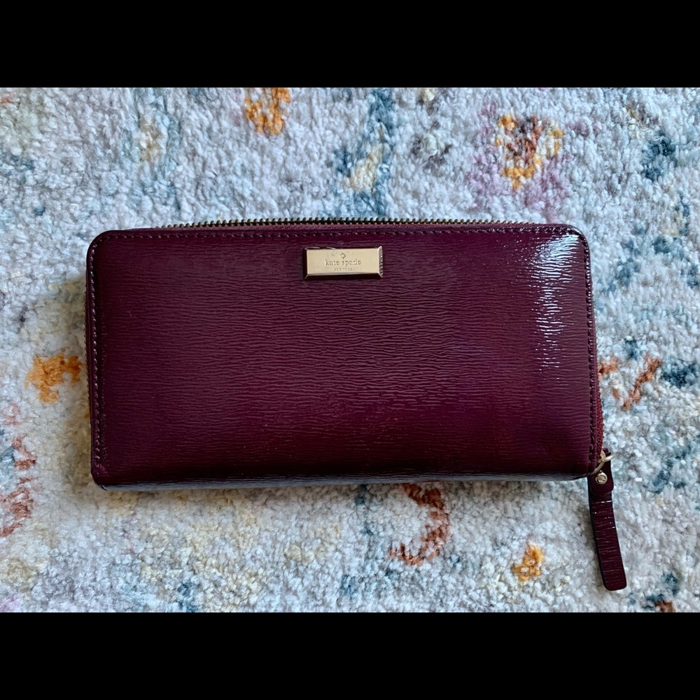 Maroon or Burgundy Kate Spade Spencer Zip Around Wallet